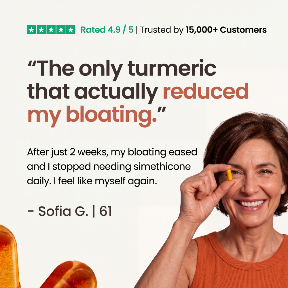 Bloat Less With 95% Curcumin Turmeric (1,090 mg)